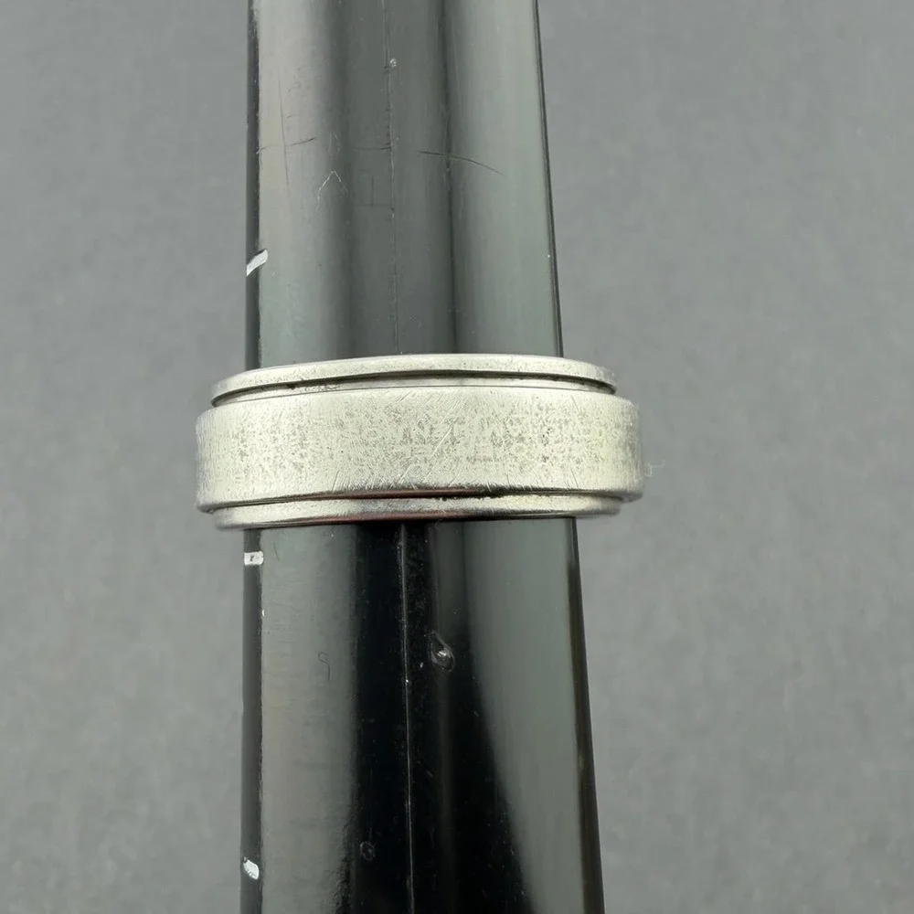 Silver Tone Brushed‎ Metal Spinner Ring Fidget Band Size 8.5 Minimalist Unisex